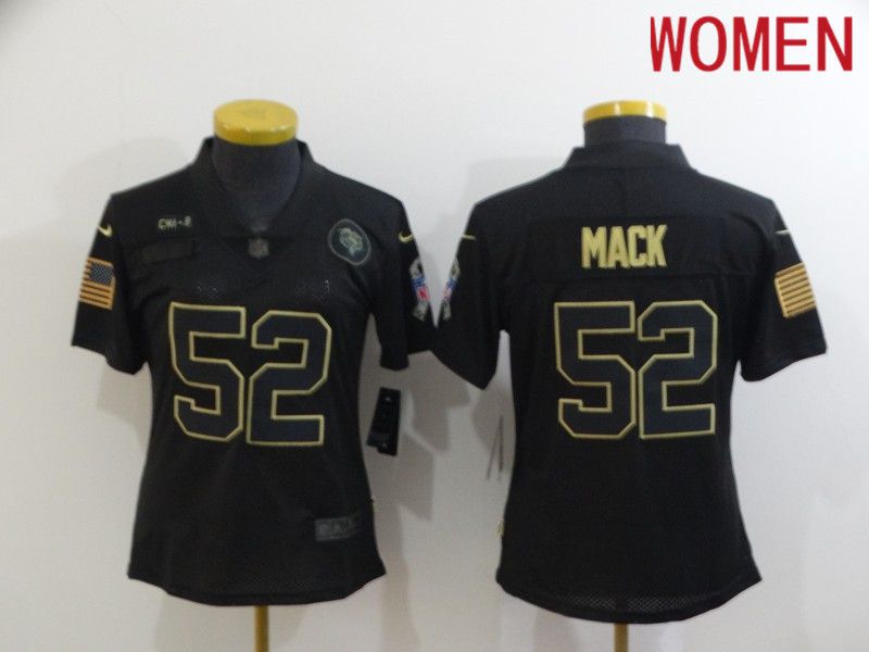 Women Chicago Bears 52 Mack Black gold lettering 2020 Nike NFL Jersey